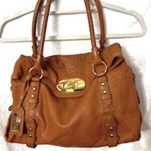 Badgley Mischka textured leather satchel handbag with crossbody strap